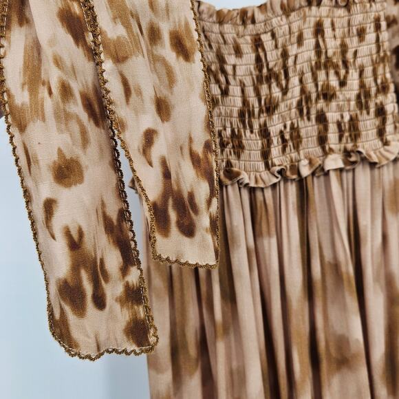 Especia Nairobi Animal‎ Print Smocked Maxi Dress Size Maternity S Tiered - Picture 10 of 10